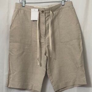 Lands end linen Beige Flat Front Shorts